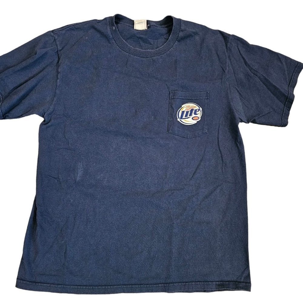 90s Large Rusty Wallace Nascar Blue Faded Racing Tshir Miller Lite Racing 2 Flaw - Picture 2 of 10